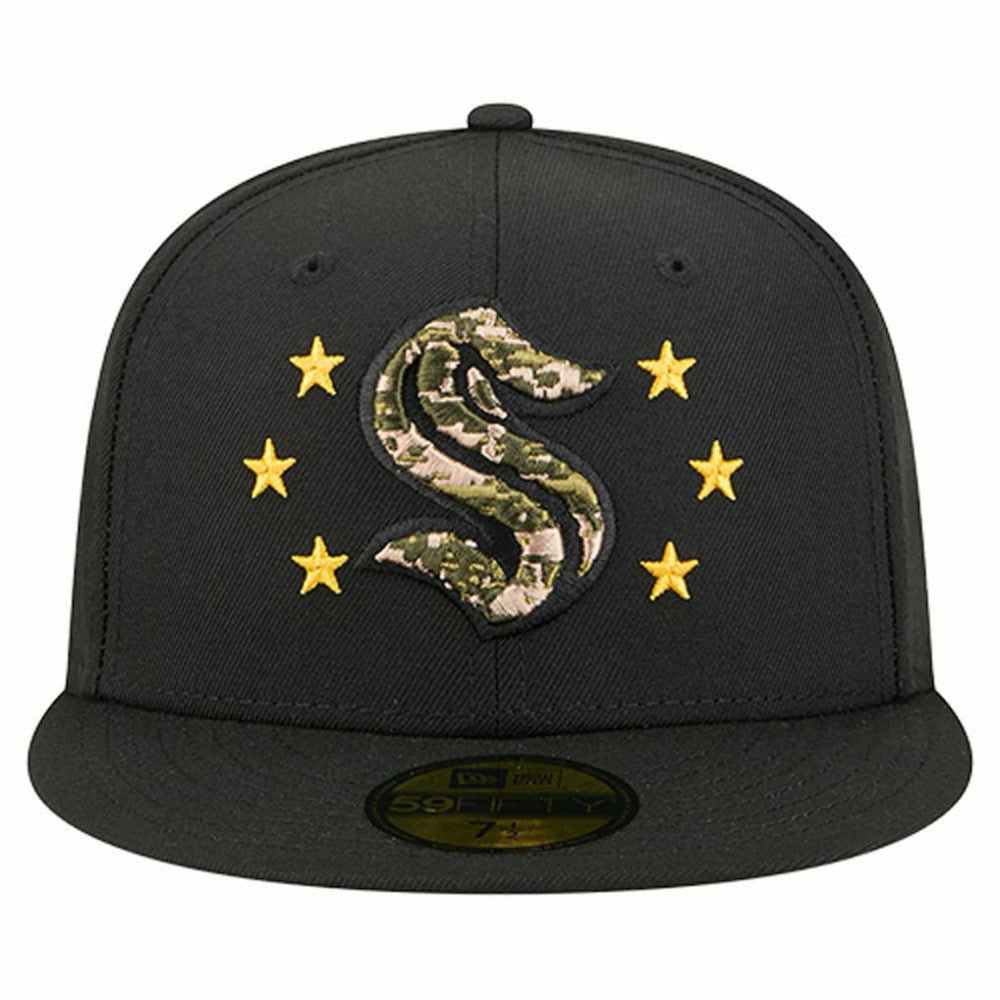 Seattle Kraken New Era Military Appreciation Digital Camo Stars 59FIFTY Fitted Hat - Black | New Era Clearance