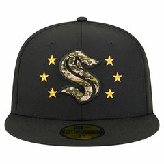 Seattle Kraken New Era Military Appreciation Digital Camo Stars 59FIFTY Fitted Hat - Black | New Era Clearance