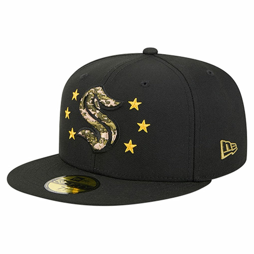 Seattle Kraken New Era Military Appreciation Digital Camo Stars 59FIFTY Fitted Hat - Black | New Era Clearance