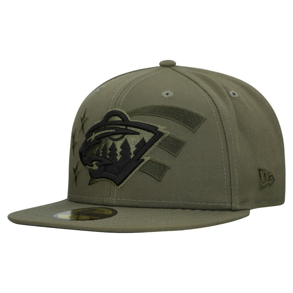 Minnesota Wild New Era Military Appreciation Flag 59FIFTY Fitted Hat - Olive | New Era on sale