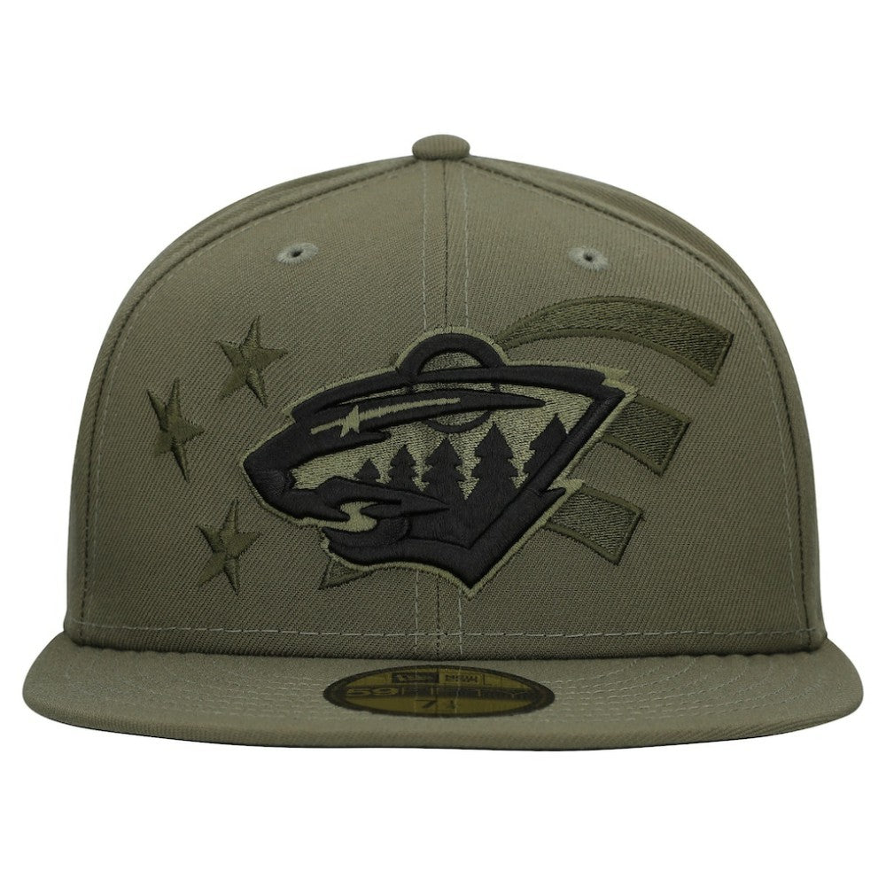 Minnesota Wild New Era Military Appreciation Flag 59FIFTY Fitted Hat - Olive | New Era on sale