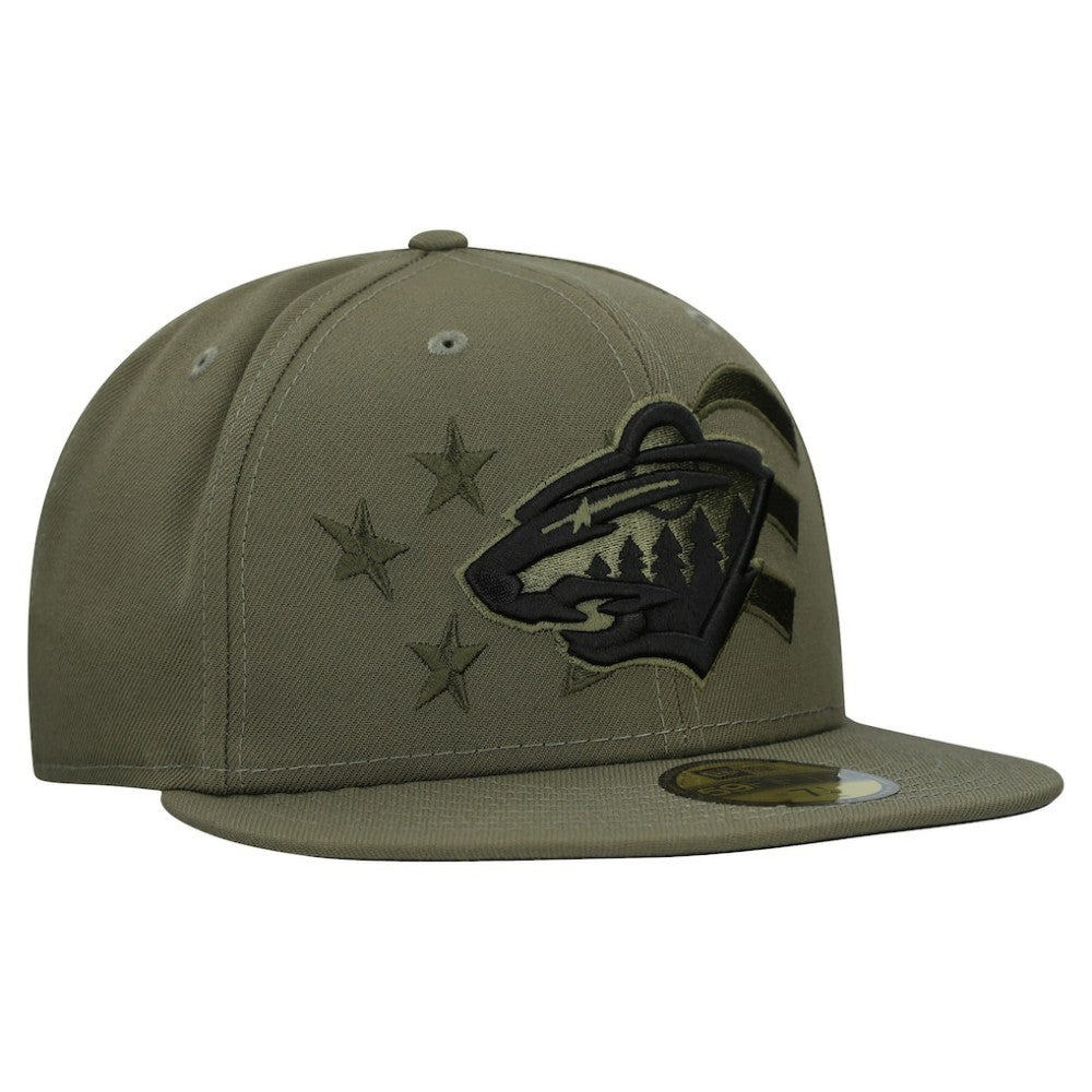 Minnesota Wild New Era Military Appreciation Flag 59FIFTY Fitted Hat - Olive | New Era on sale
