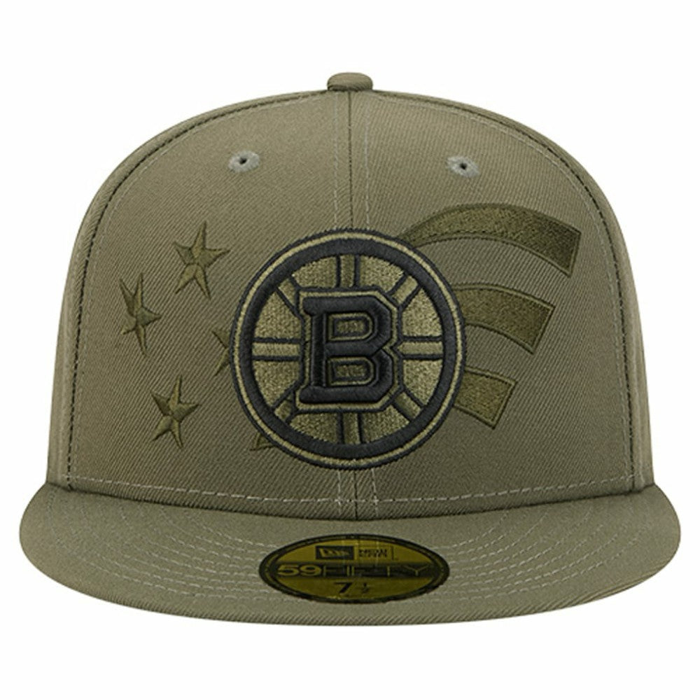 Boston Bruins New Era Military Appreciation Flag 59FIFTY Fitted Hat - Olive | New Era Lifestyle