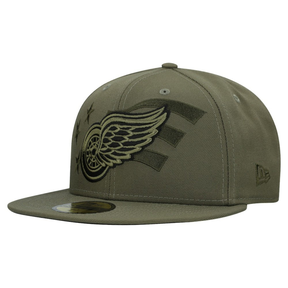Detroit Red Wings New Era Military Appreciation Flag 59FIFTY Fitted Hat - Olive | New Era Lifestyle