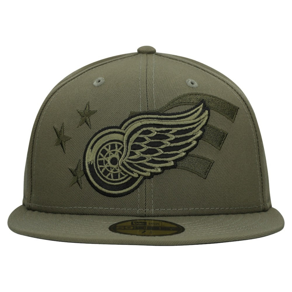 Detroit Red Wings New Era Military Appreciation Flag 59FIFTY Fitted Hat - Olive | New Era Lifestyle