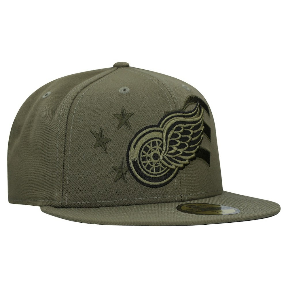 Detroit Red Wings New Era Military Appreciation Flag 59FIFTY Fitted Hat - Olive | New Era Lifestyle