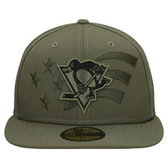 Pittsburgh Penguins New Era Military Appreciation Flag 59FIFTY Fitted Hat - Olive | New Era Lifestyle
