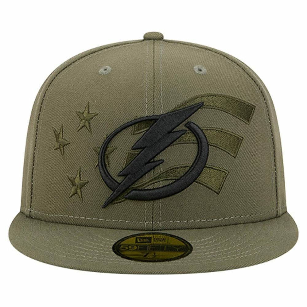 Tampa Bay Lightning New Era Military Appreciation Flag 59FIFTY Fitted Hat - Olive | New Era Clearance