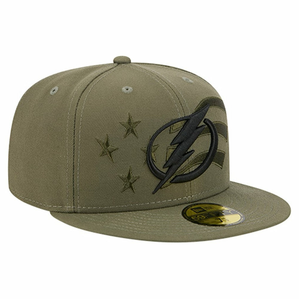 Tampa Bay Lightning New Era Military Appreciation Flag 59FIFTY Fitted Hat - Olive | New Era Clearance