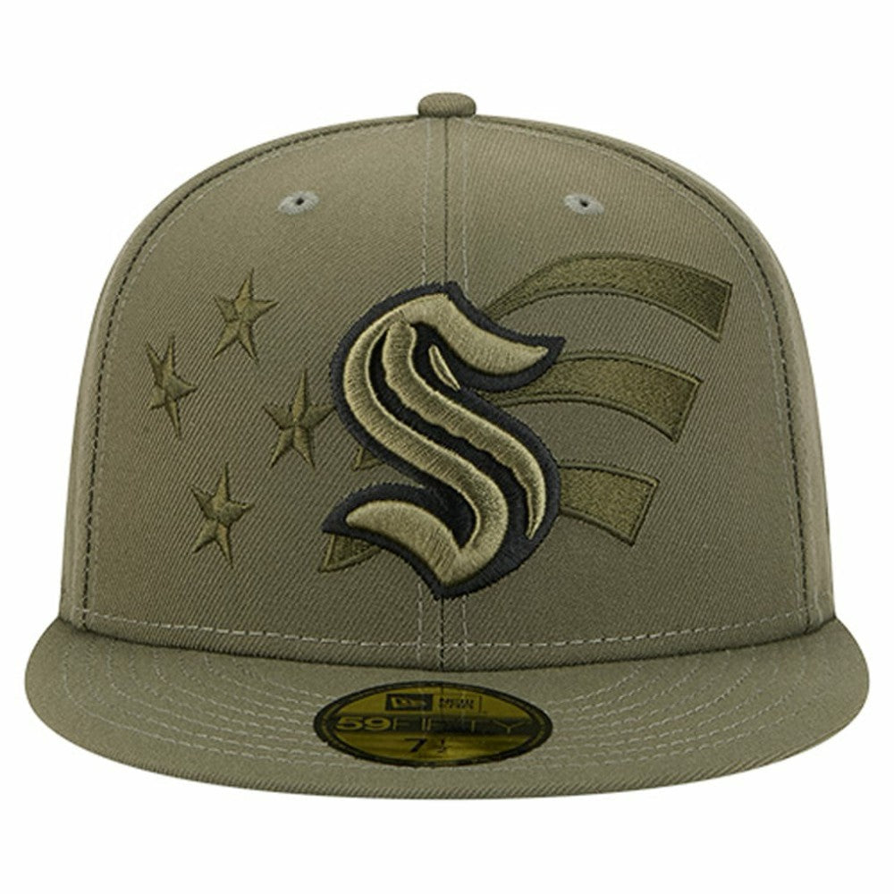 Seattle Kraken New Era Military Appreciation Flag 59FIFTY Fitted Hat - Olive | New Era sale