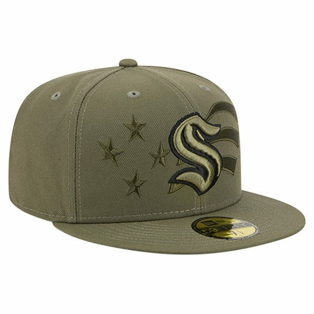 Seattle Kraken New Era Military Appreciation Flag 59FIFTY Fitted Hat - Olive | New Era sale
