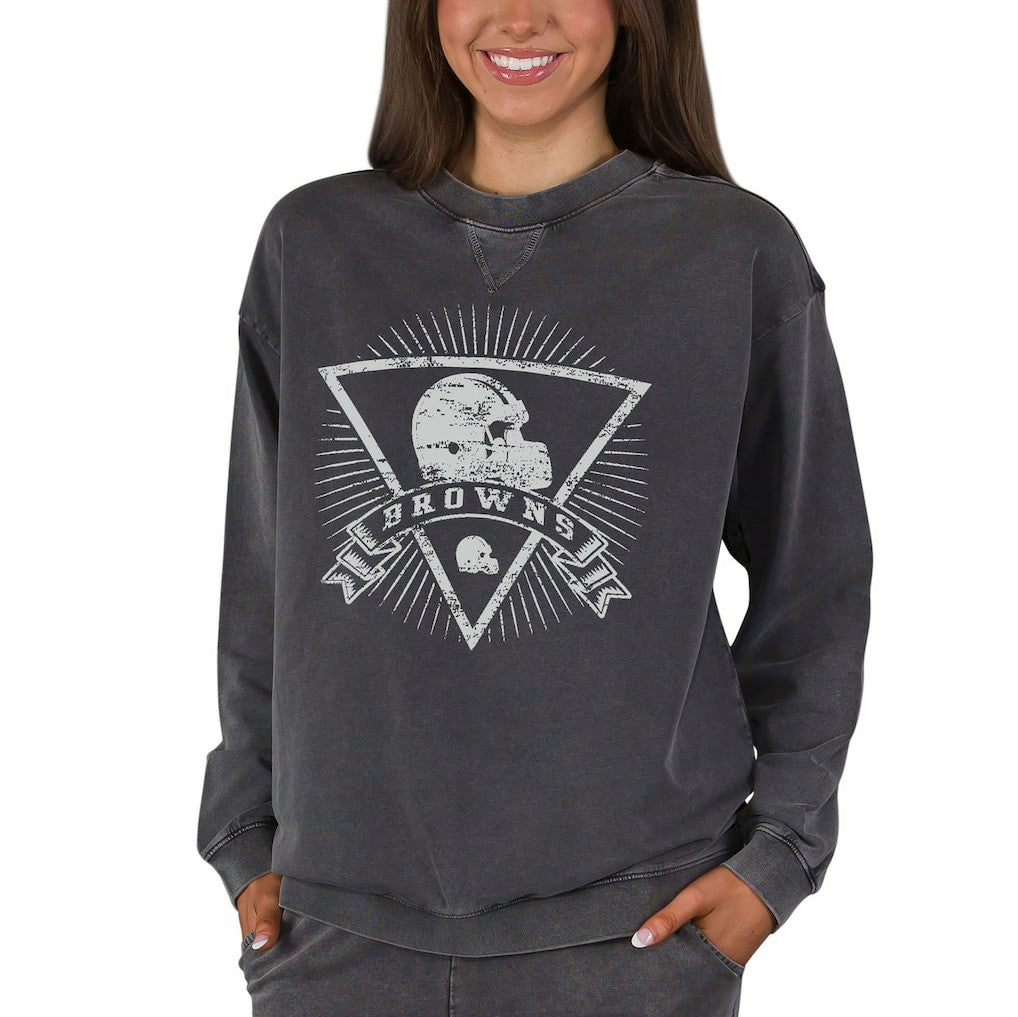 Cleveland Browns Concepts Sport Women's Boxy Mist French Terry Long Sleeve Top - Charcoal - NFL