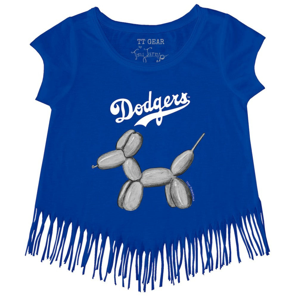 Los Angeles Dodgers Tiny Turnip Girls Youth Balloon Dog Fringe T-Shirt Outlet