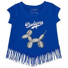 Los Angeles Dodgers Tiny Turnip Girls Youth Balloon Dog Fringe T-Shirt Outlet