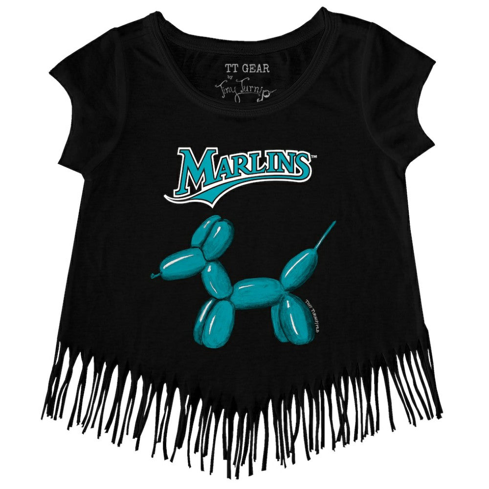 Miami Marlins Tiny Turnip Girls Youth Balloon Dog Fringe T-Shirt Online
