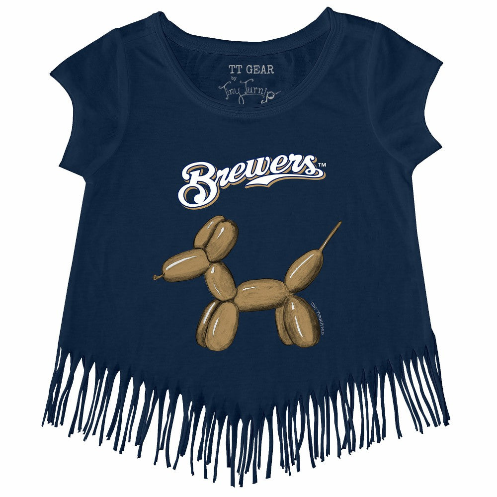 Milwaukee Brewers Tiny Turnip Girls Youth Balloon Dog Fringe T-Shirt Online