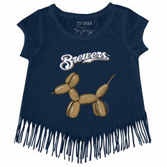 Milwaukee Brewers Tiny Turnip Girls Youth Balloon Dog Fringe T-Shirt Online