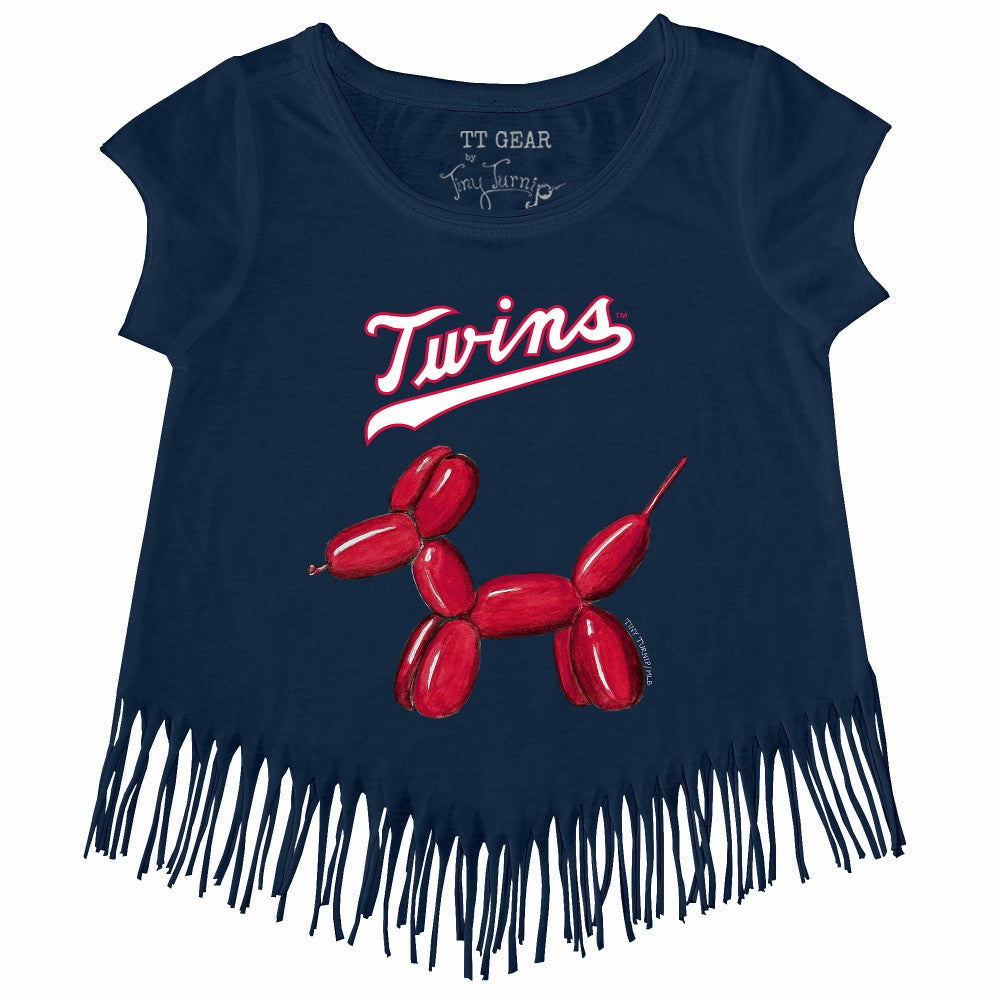 Minnesota Twins Tiny Turnip Girls Youth Balloon Dog Fringe T-Shirt Outlet