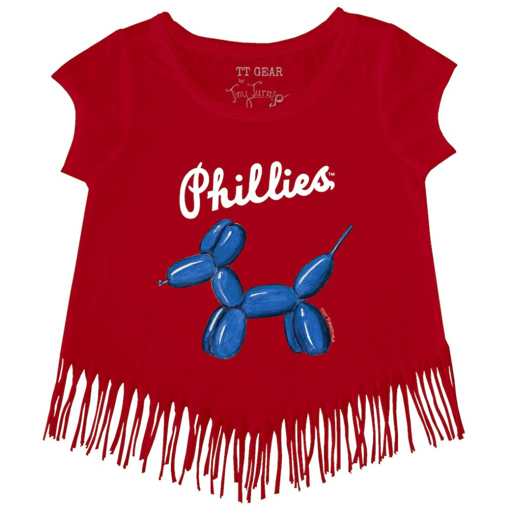 Philadelphia Phillies Tiny Turnip Girls Youth Balloon Dog Fringe T-Shirt Outlet
