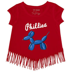 Philadelphia Phillies Tiny Turnip Girls Youth Balloon Dog Fringe T-Shirt Outlet