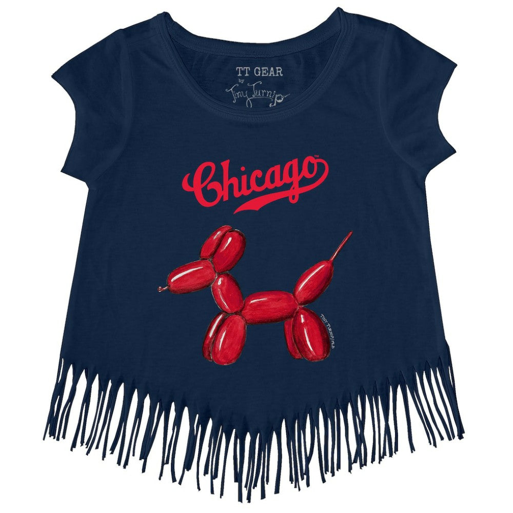 Chicago Cubs Tiny Turnip Girls Youth Balloon Dog Fringe T-Shirt Outlet