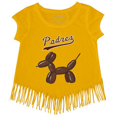 San Diego Padres Tiny Turnip Girls Youth Balloon Dog Fringe T-Shirt Near Me