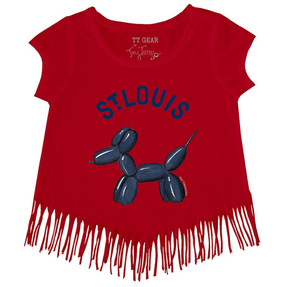 St. Louis Cardinals Tiny Turnip Girls Youth Balloon Dog Fringe T-Shirt Online