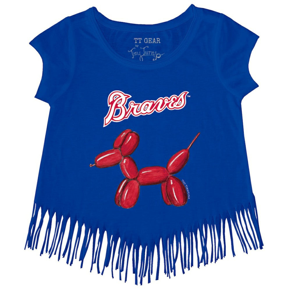 Atlanta Braves Tiny Turnip Girls Youth Balloon Dog Fringe T-Shirt Online