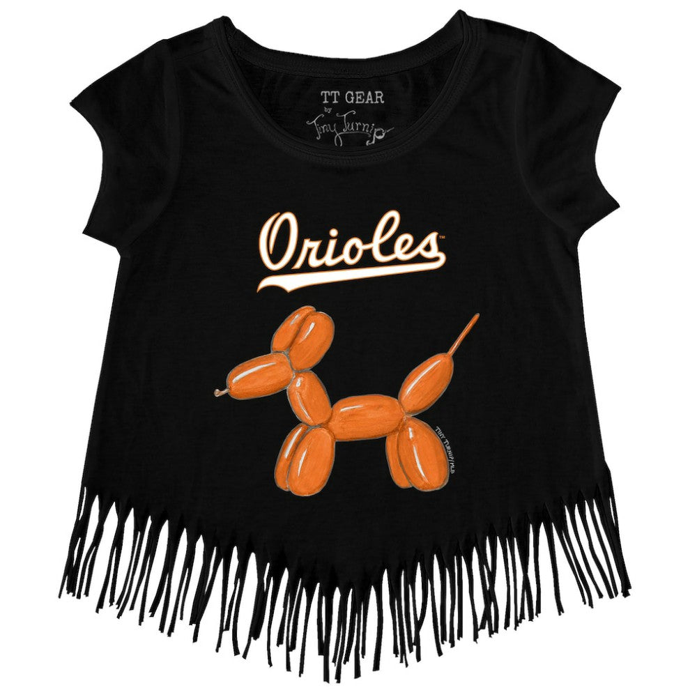 Baltimore Orioles Tiny Turnip Girls Youth Balloon Dog Fringe T-Shirt Discount