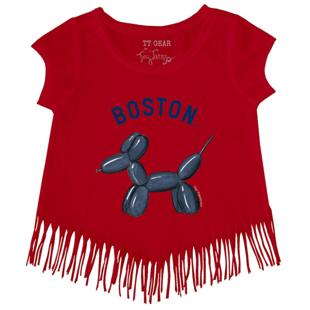 Boston Red Sox Tiny Turnip Girls Youth Balloon Dog Fringe T-Shirt Online