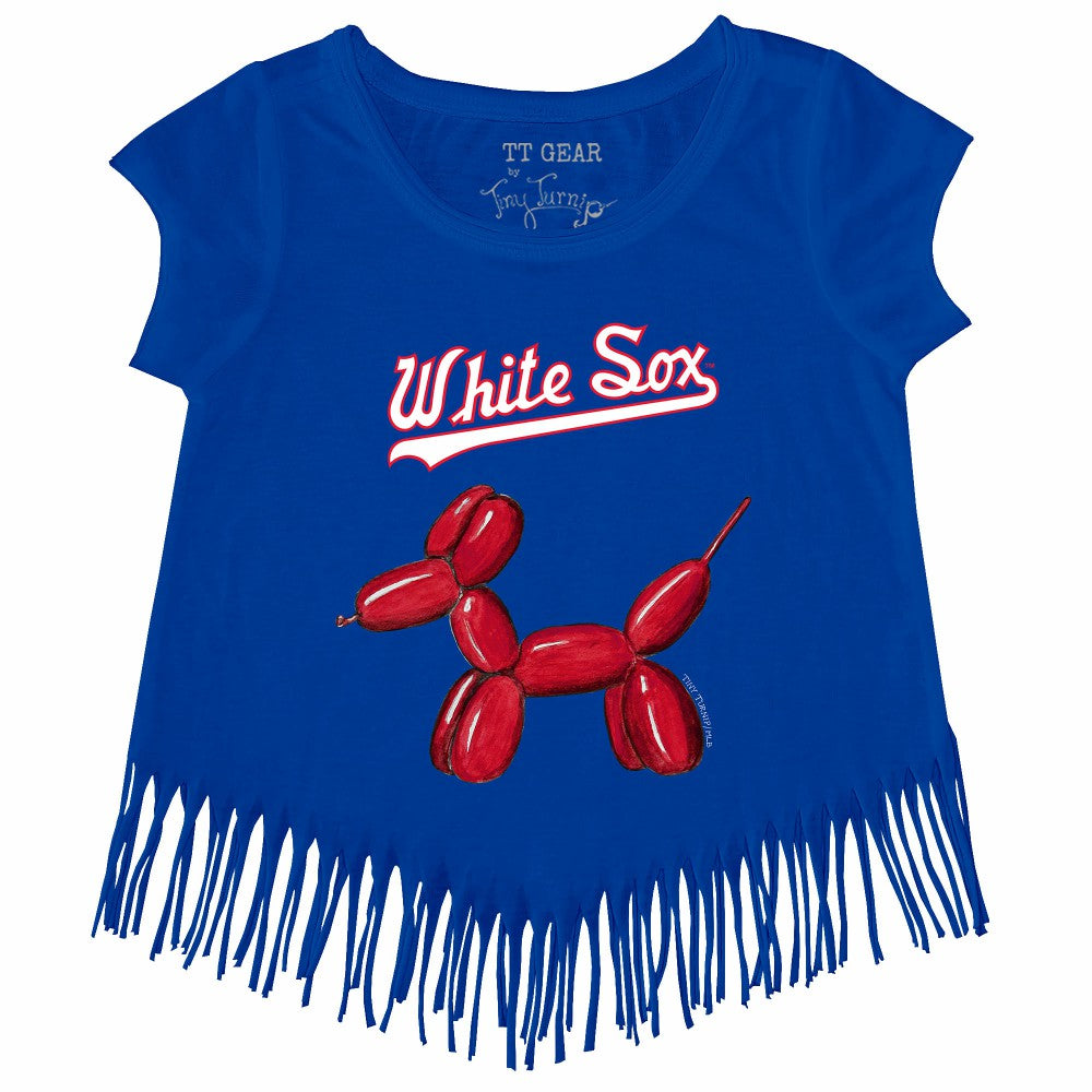 Chicago White Sox Tiny Turnip Girls Youth Balloon Dog Fringe T-Shirt Sale