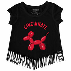 Cincinnati Reds Tiny Turnip Girls Youth Balloon Dog Fringe T-Shirt Near Me