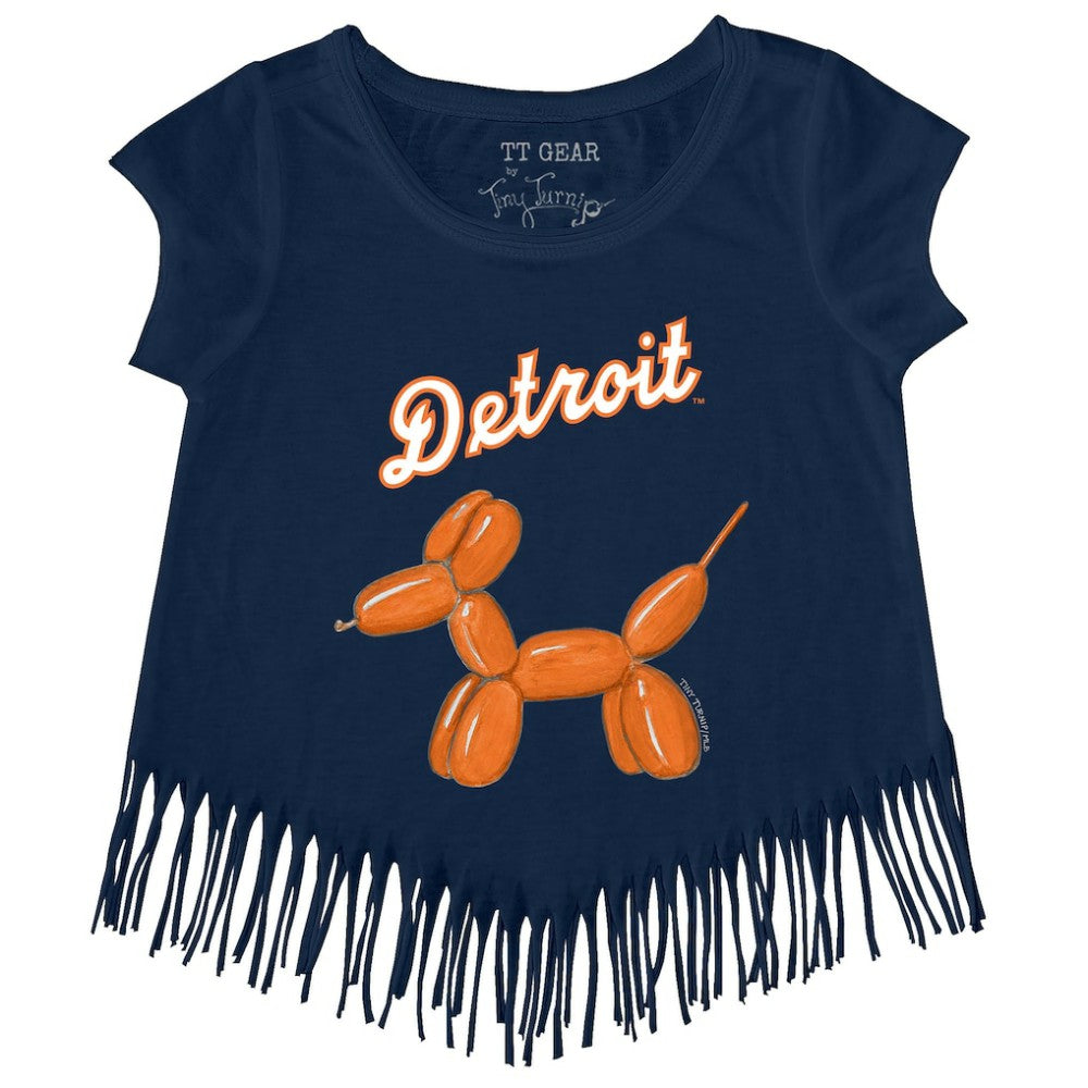 Detroit Tigers Tiny Turnip Girls Youth Balloon Dog Fringe T-Shirt Outlet