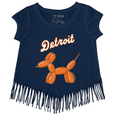 Detroit Tigers Tiny Turnip Girls Youth Balloon Dog Fringe T-Shirt Outlet