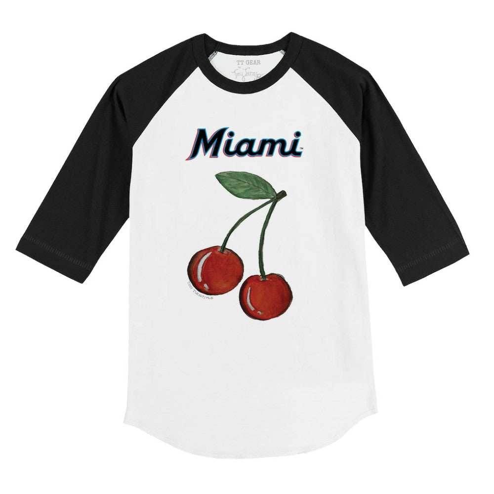Miami Marlins Tiny Turnip Youth Cherries 3/4-Sleeve Raglan Baseball T-Shirt Sale