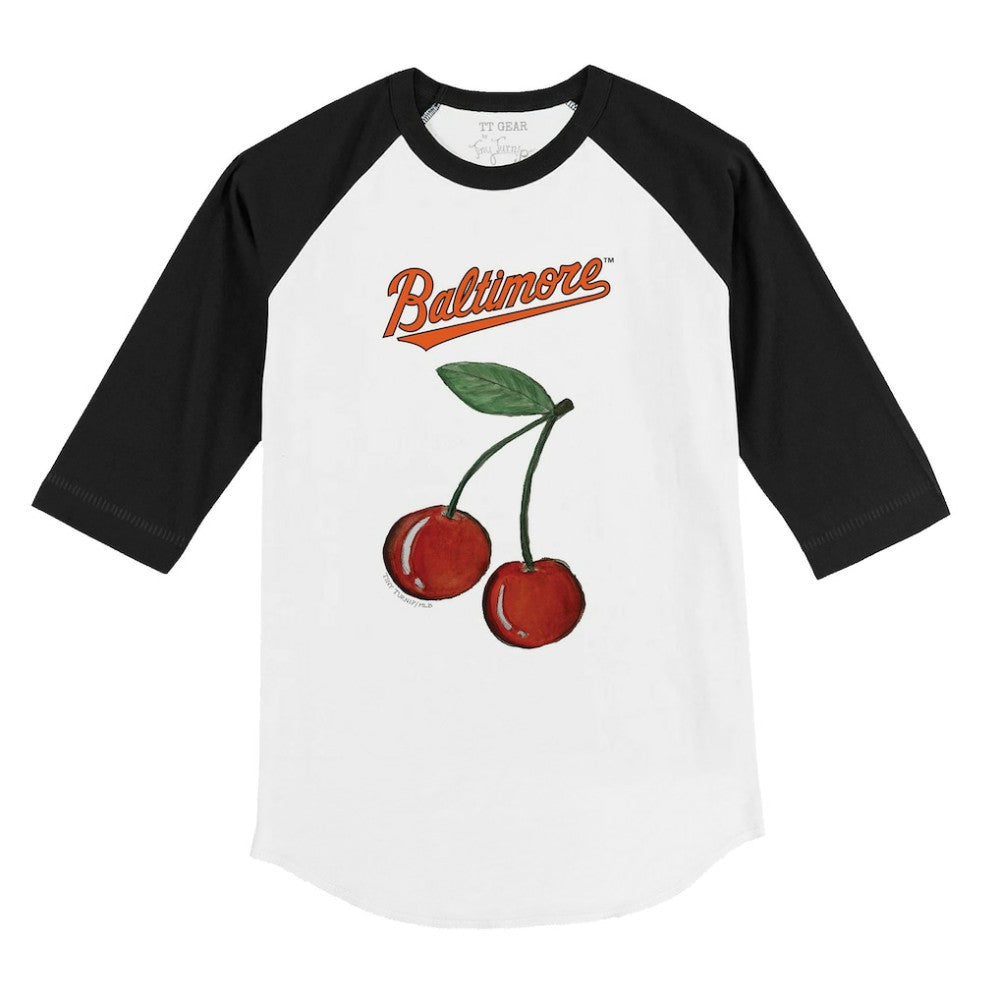 Baltimore Orioles Tiny Turnip Youth Cherries 3/4-Sleeve Raglan Baseball T-Shirt for sale