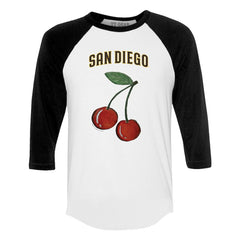 San Diego Padres Tiny Turnip Women's Cherries 3/4-Sleeve Raglan Baseball T-Shirt Sale