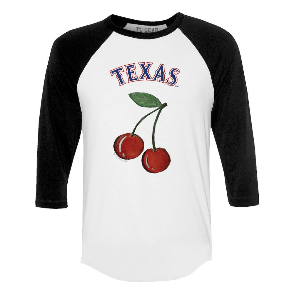 Texas Rangers Tiny Turnip Women's Cherries 3/4-Sleeve Raglan Baseball T-Shirt Outlet