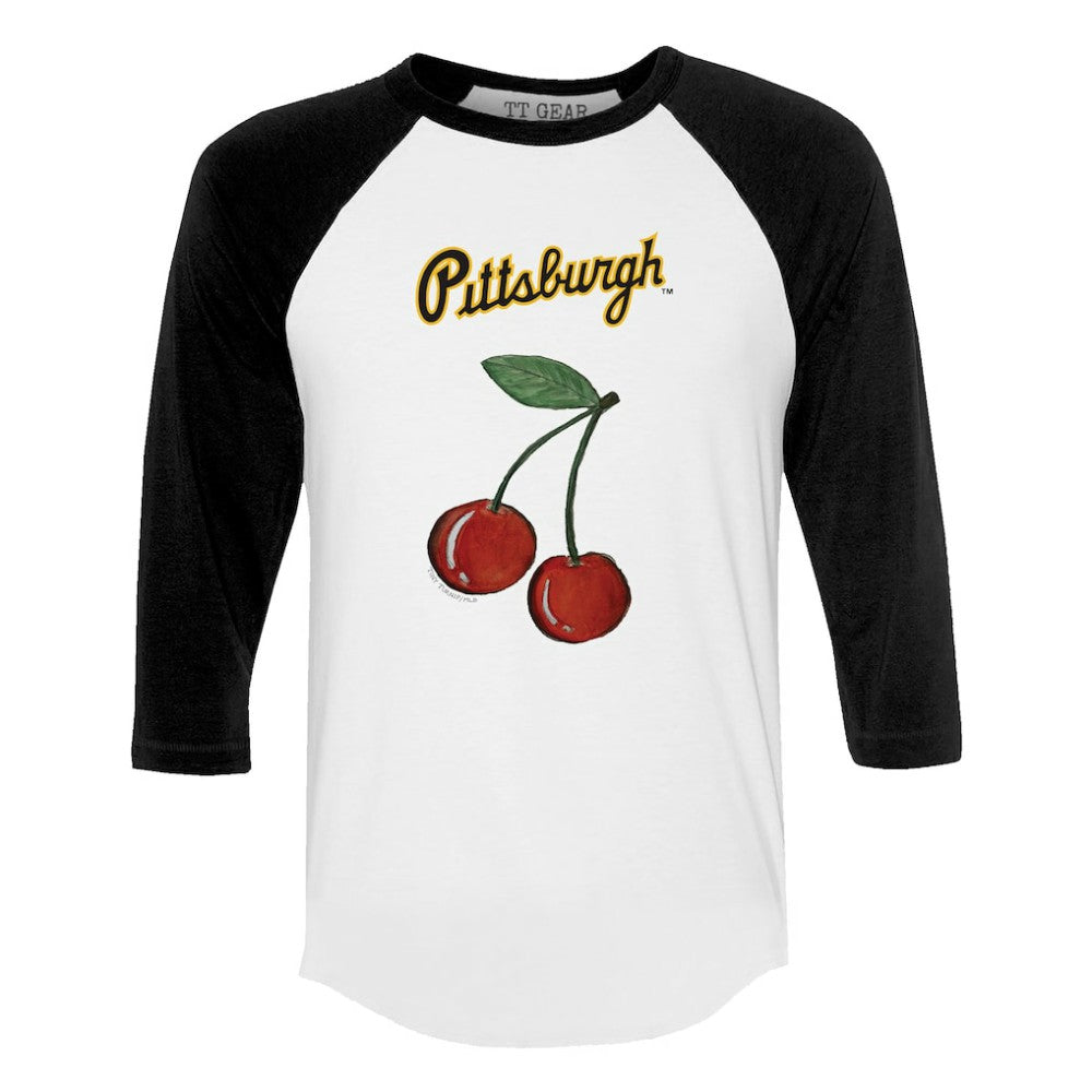 Pittsburgh Pirates Tiny Turnip Women's Cherries 3/4-Sleeve Raglan Baseball T-Shirt Outlet