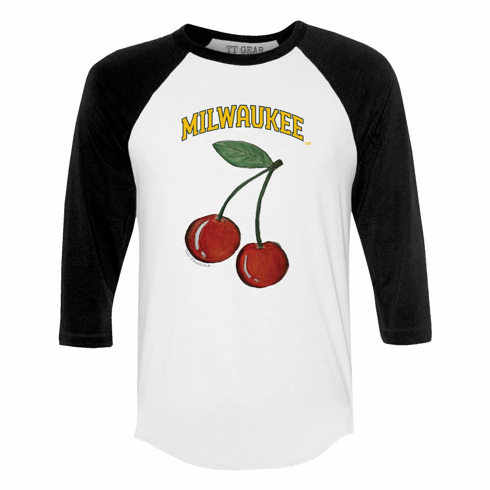 Milwaukee Brewers Tiny Turnip Women's Cherries 3/4-Sleeve Raglan Baseball T-Shirt Online