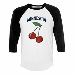 Minnesota Twins Tiny Turnip Women's Cherries 3/4-Sleeve Raglan Baseball T-Shirt Sale
