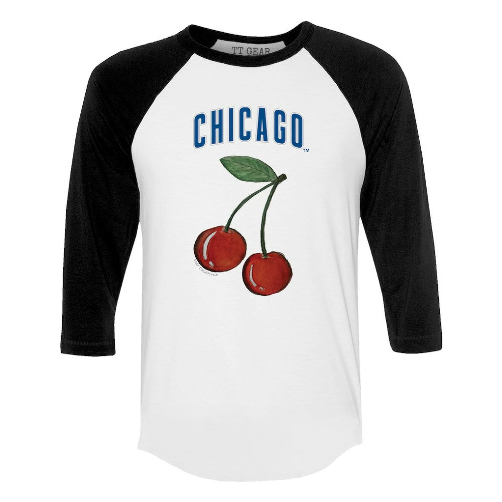 Chicago Cubs Tiny Turnip Women's Cherries 3/4-Sleeve Raglan Baseball T-Shirt Online