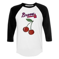 Atlanta Braves Tiny Turnip Women's Cherries 3/4-Sleeve Raglan Baseball T-Shirt Outlet