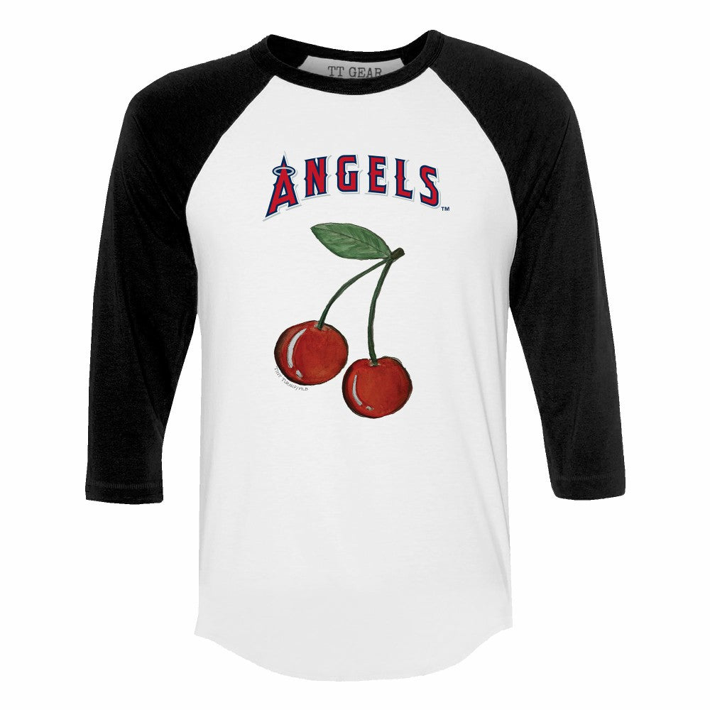 Los Angeles Angels Tiny Turnip Women's Cherries 3/4-Sleeve Raglan Baseball T-Shirt Sale