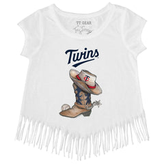 Minnesota Twins Tiny Turnip Girls Youth Cowboy Boot Fringe T-Shirt Near Me