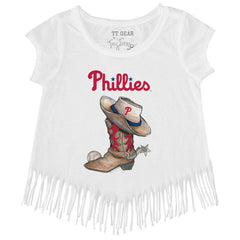 Philadelphia Phillies Tiny Turnip Girls Youth Cowboy Boot Fringe T-Shirt Sale