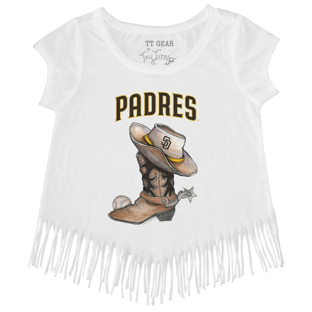 San Diego Padres Tiny Turnip Girls Youth Cowboy Boot Fringe T-Shirt Sale