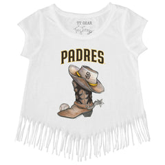 San Diego Padres Tiny Turnip Girls Youth Cowboy Boot Fringe T-Shirt Sale