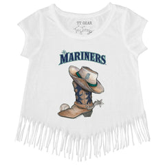 Seattle Mariners Tiny Turnip Girls Youth Cowboy Boot Fringe T-Shirt Online