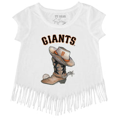San Francisco Giants Tiny Turnip Girls Youth Cowboy Boot Fringe T-Shirt Near Me